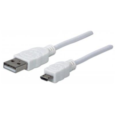 Cable USB Manhattan 323987 - USB A a Micro-USB B - 1.0m - Blanco - 323987