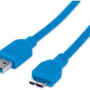 Cable USB 3.0 Manhattan A Macho a Micro B Macho 2 Metros Azul Modelo 325424