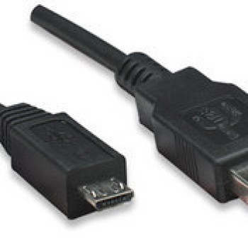 Cable USB Manhattan Alta Velocidad 2.0 A a Micro B 3m Negro Modelo 325684