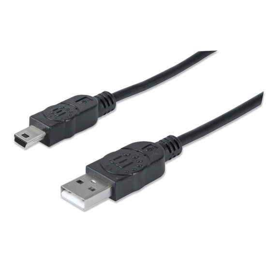 Cable Adaptador Manhattan 333375 - USB A a Mini USB B - 1.8mts - Negro - 333375