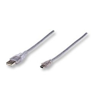 Cable USB 2.0 Manhattan Mini USB B Macho/Macho 1.8m Transparente Modelo 333412