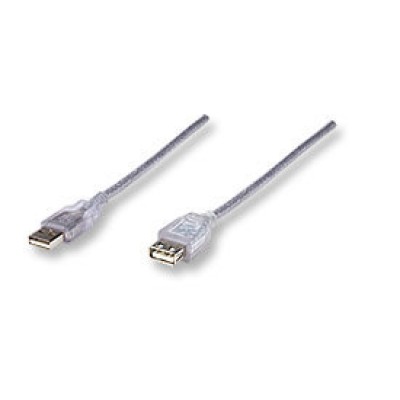 Cable de Extensión Manhattan 336314 - USB 2.0 - 1.8 Metros - Plateado - 336314