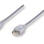 Cable de Extensión Manhattan 336314 - USB 2.0 - 1.8 Metros - Plateado - 336314
