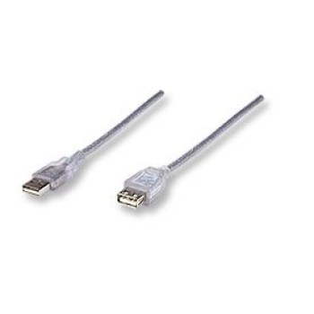 Cable de Extensión Manhattan 340496 - USB 2.0 - 3m - Plata - 340496