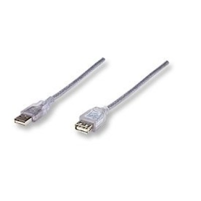 Cable de Extensión Manhattan 340496 - USB 2.0 - 3m - Plata - 340496