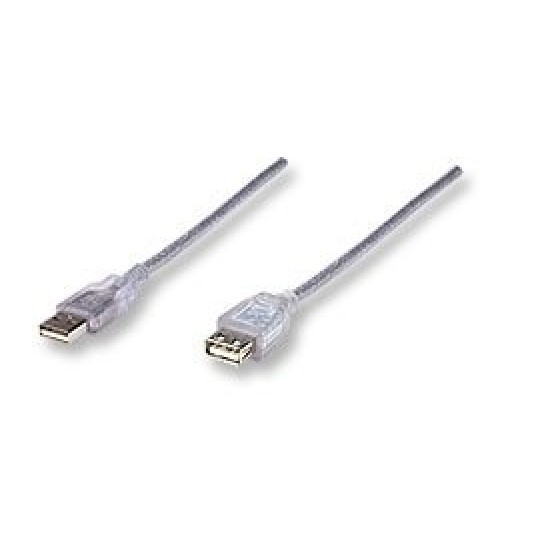 Cable de Extensión Manhattan 340496 - USB 2.0 - 3m - Plata - 340496