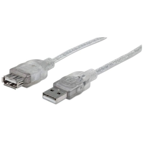 Cable de Extensión Manhattan USB 2.0 de Alta Velocidad - Macho a Hembra - 4.5 metros - Plateado - 340502