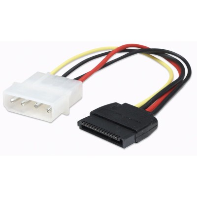 Cable de Alimentación Manhattan - Molex 4 Pines - SATA 15 Pines - 16cm - 342766