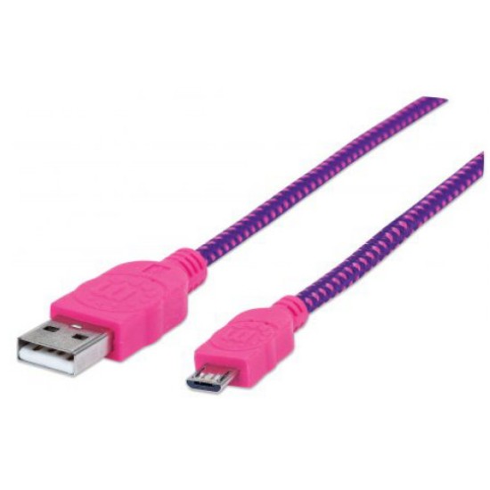 Cable USB Manhattan 352758 - USB A a Micro-USB B - 1.0m - Rosa / Morado - 352758