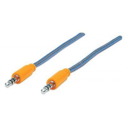 Cable Stereo Manhattan M-m (iPod a Stereo) 1.0m Textil Azul/naranja - 352802