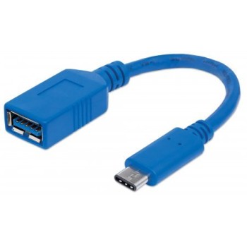 Cable USB Manhattan 353540 - USB C a USB A - Macho a Hembra - 15cm - Azul - 353540