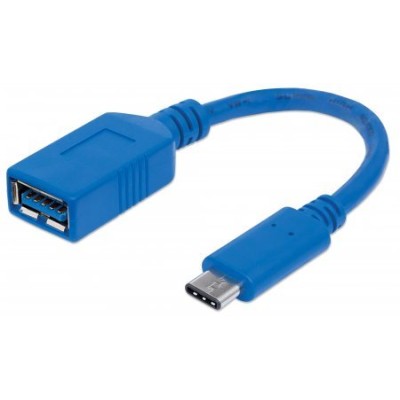 Cable USB Manhattan 353540 - USB C a USB A - Macho a Hembra - 15cm - Azul - 353540
