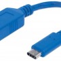 Cable USB Manhattan 353540 - USB C a USB A - Macho a Hembra - 15cm - Azul - 353540