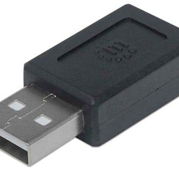 Adaptador USB C a USB A Manhattan - Hembra a Macho - Negro - Modelo 354653