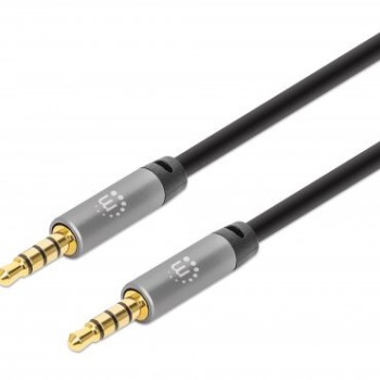 Cable de Audio Manhattan 3.5mm 2 Metros Negro con Plata Modelo 355995