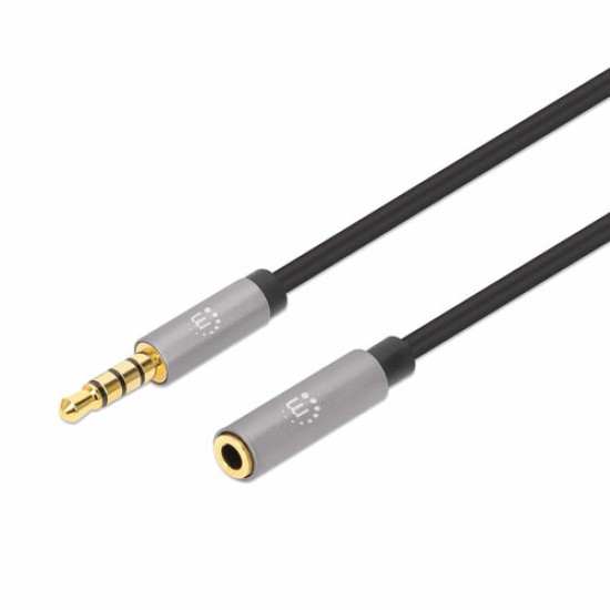 Extensión de Cable Auxiliar Manhattan 356022 - 3.5mm a 3.5mm - Macho a Hembra - 1M - 356022