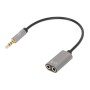 Adaptador Manhattan 356107 - 2x 3.5mm a 3.5mm - Hembra a Macho - 20cm - Negro con Plata - 356107