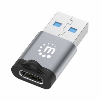 Adaptador USB Manhattan - USB-C a USB-A - Gris Espacial - 356305