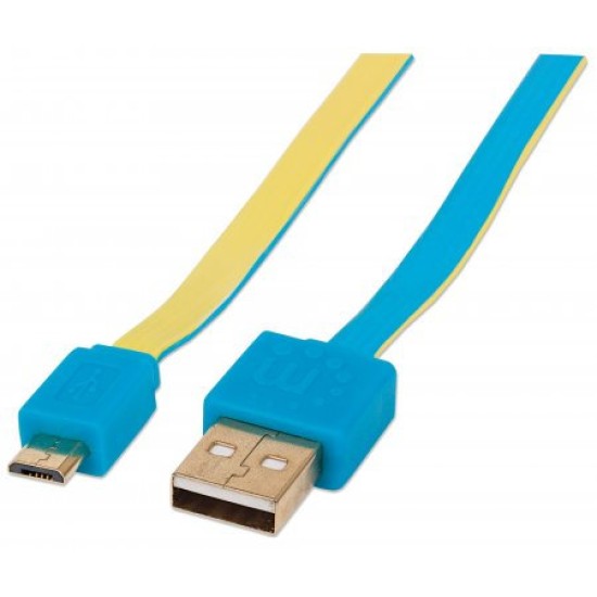 Cable Manhattan 391283 - USB A - Micro-USB B - 1.8m - Azul / Amarillo - 391283