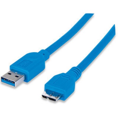 Cable USB A a Micro USB B Manhattan - USB 3.0 - 1m - Azul - 393898