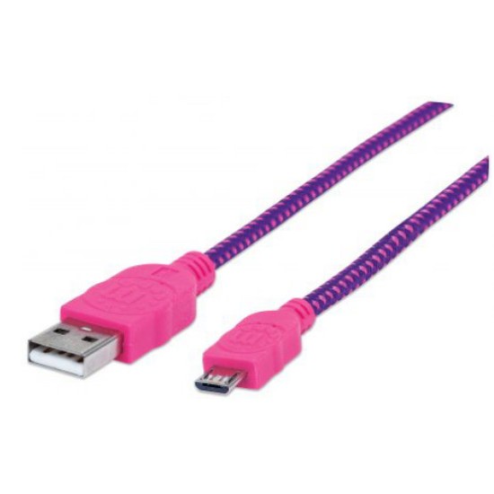 Cable Micro USB B Manhattan - 1m - Rosa/ Morado - 394048