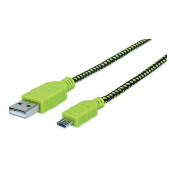 Cable Manhattan V2 394062 - USB A Micro B - 1M - Negro/verde - 394062