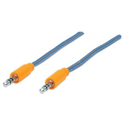 Cable de Audio Manhattan 394093 - 3.5mm - Macho - 1 Mts - Azul / Naranja - 394093