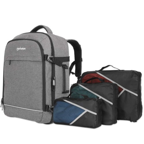 Mochila de Viaje Manhattan Rome 17.3 Pulgadas Gris con 3 Fundas Adicionales - Modelo 440370