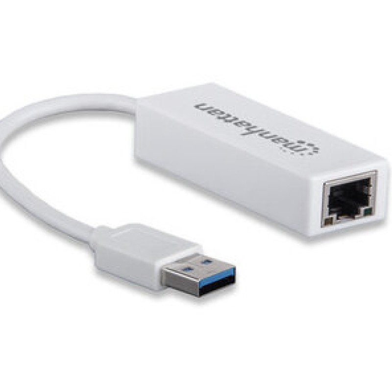 Adaptador de Red Manhattan - Fast Ethernet a USB 3.0 - Blanco - 506847