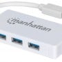 Hub USB Manhattan 507578 - 3 Puertos USB 3.0 - 1 Puerto Gigabit Ethernet - Blanco - 507578