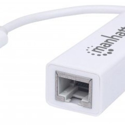 Adaptador de Red Manhattan - Ethernet a USB-C - Gigabit - Blanco - 507585