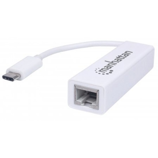 Adaptador de Red Manhattan - Ethernet a USB-C - Gigabit - Blanco - 507585