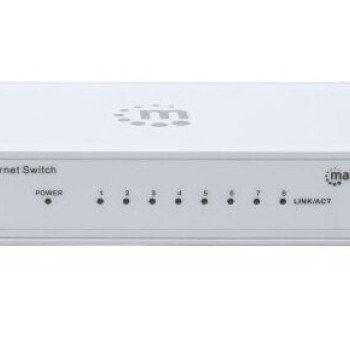 Switch de Red Manhattan 8 Puertos Gigabit Ethernet Blanco Modelo 560702