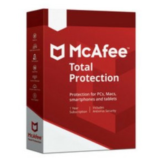 Antivirus McAfee Total Protection - 10 Dispositivos - 1 Año - Caja - MTP00LNRXRDA