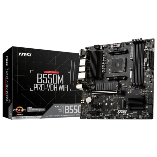 Tarjeta Madre MSI B550M PRO-VDH WIFI Socket AM4 DDR4 128GB Micro ATX