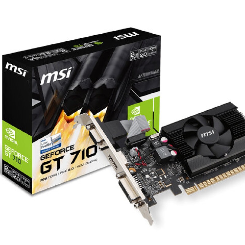 Tarjeta de Video MSI GeForce GT 710 2GD3 LP - 2GB - 64-Bit - PCI-E 2.0 - GDDR3 - VGA - DVI - HDMI - GT 710 2GD3 LP