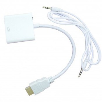 Convertidor HDMI a VGA Naceb NA-235 con Audio 3.5 mm - Blanco