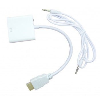 Convertidor Naceb NA-235 - HDMI a VGA- Con Audio 3.5 mm - Blanco - NA-235