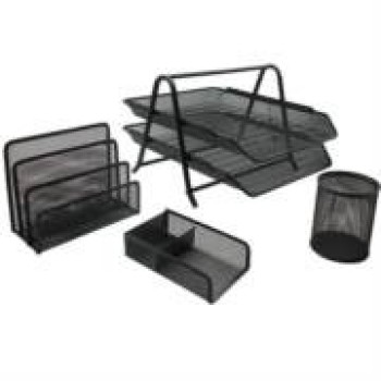 Juego de Charola Organizadora NEXTEP - Malla Metálica - 2 Niveles - Tipo Oficio - Y 3 Accesorios - NE-163