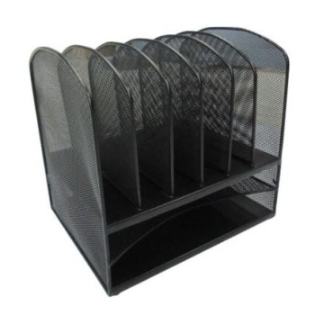 Organizador de Archivos NEXTEP - Malla Metálica -  6 Ranuras - Bandeja Doble - NE-163A