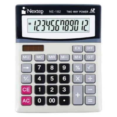 Calculadora de Semi Escritorio Nextep NE-182 - 12 Dígitos - Gris - 2 Piezas - NE-182 B