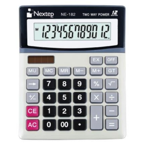 Calculadora de Semi Escritorio Nextep NE-182 - 12 Dígitos - Gris - 2 Piezas - NE-182 B