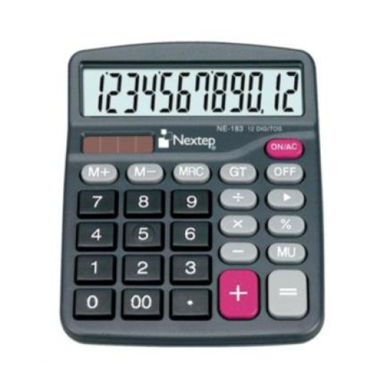 Calculadora de Semi Escritorio Nextep NE-183 - 12 Dígitos - Negro - 2 Piezas - NE-183 B