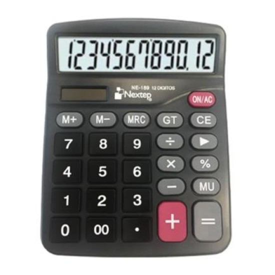 Calculadora Nextep NE-189 - 12 Dígitos - 18 x 14 cm - Solar/Batería - 2 Piezas - NE-189 B