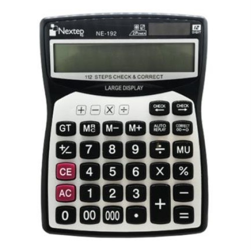 Calculadora Nextep NE-192 B - 12 Dígitos, Cubierta Metálica y Batería Solar - 2 Piezas