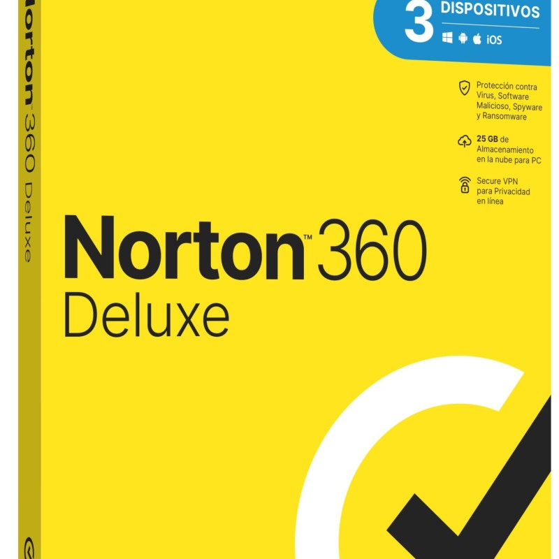 Antivirus Norton 360 Deluxe - 3 Dispositivos - 1 Año - Caja - TMNR-033