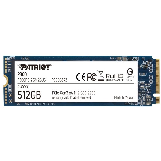 Unidad de Estado Sólido PATRIOT P300 - M.2 - 512GB - PCI-E 3.0 - P300P512GM28