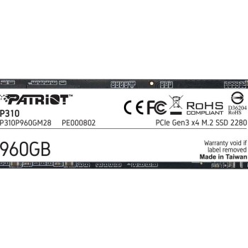 SSD Patriot P310 M.2 960GB PCIe 4.0 NVMe - P310P960GM28 SSD Patriot P310 M.2 960GB PCIe 4.0 NVMe - P310P960GM28