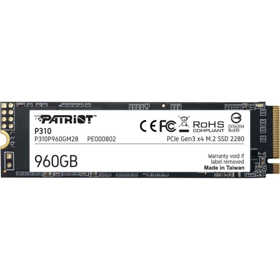 Unidad de Estado Sólido PATRIOT P310 - M.2 - 960GB - PCIe 3 x 4 - P310P960GM28