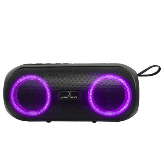 Bocina Perfect Choice PC-113096 - Inalámbrica - Bluetooth - USB - LED - IPX4 - Negro - PC-113096